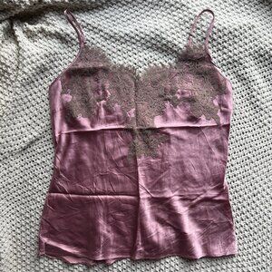 Marjolaine 'Hyacinth' silk and lace camisole